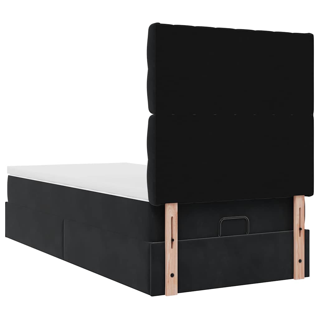 Cadre de lit ottoman avec matelas noir 100x200cm velours - XIOS