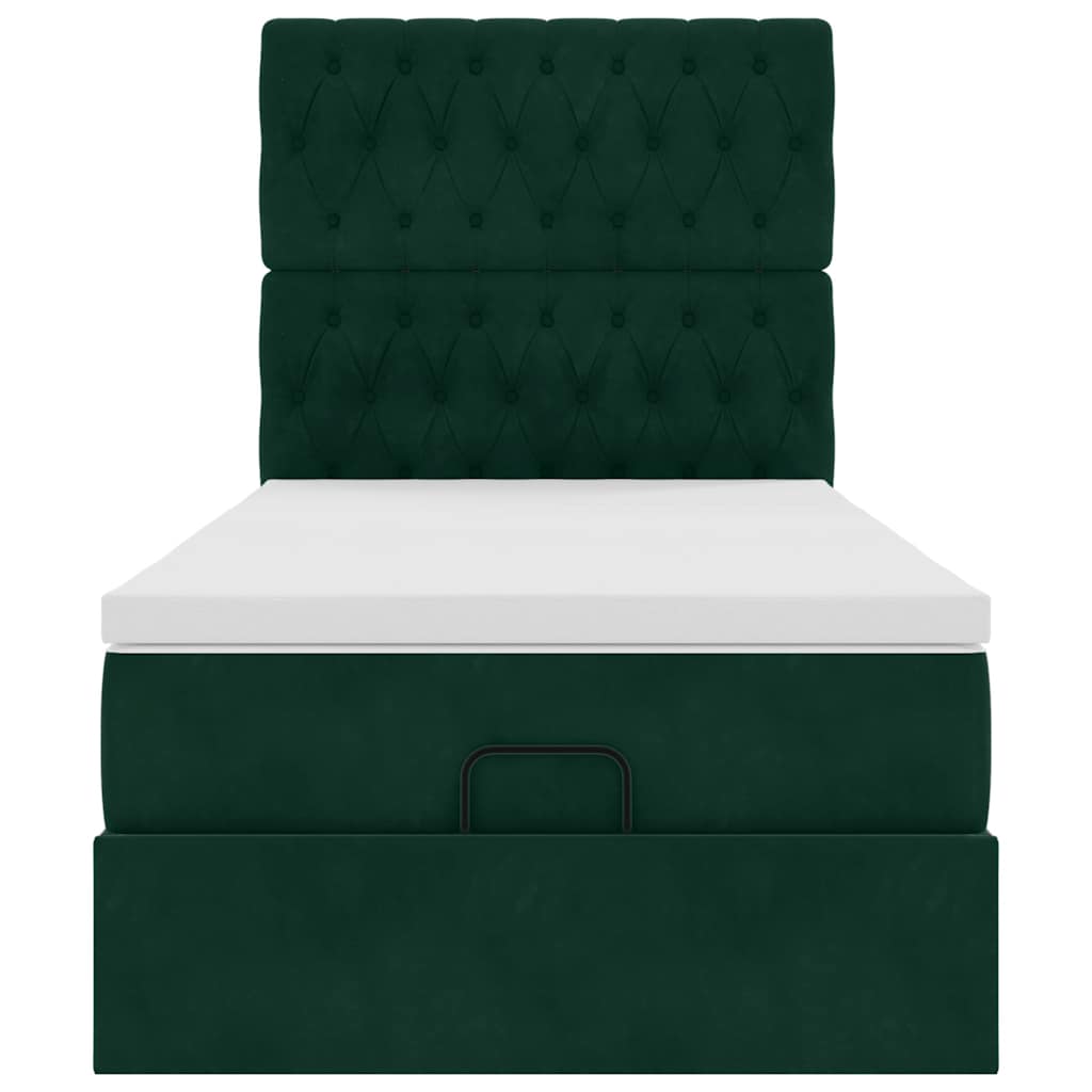 Cadre de lit ottoman avec matelas vert foncé 100x200 cm velours - XIOS