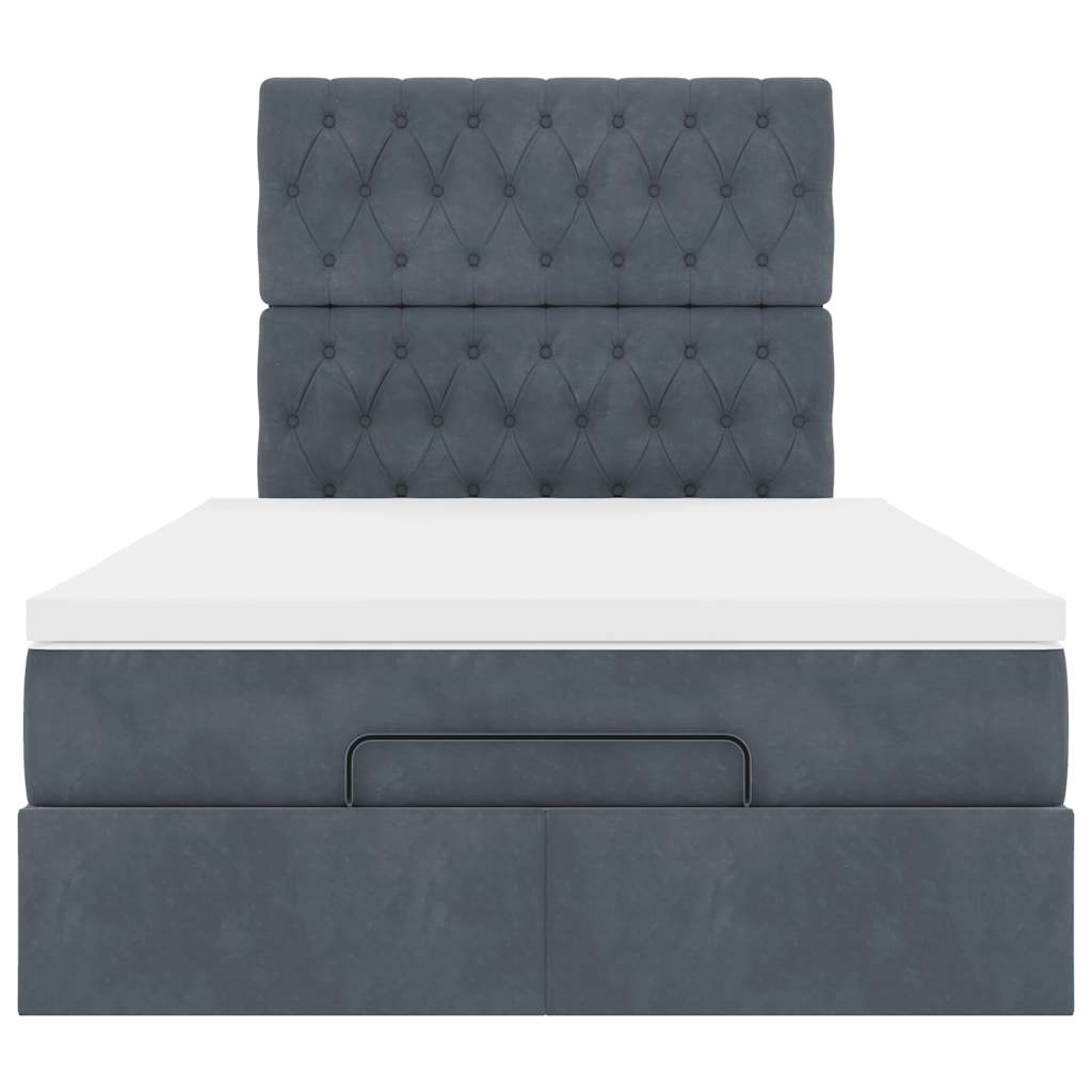 Cadre de lit ottoman avec matelas gris foncé 120x190 cm velours - XIOS