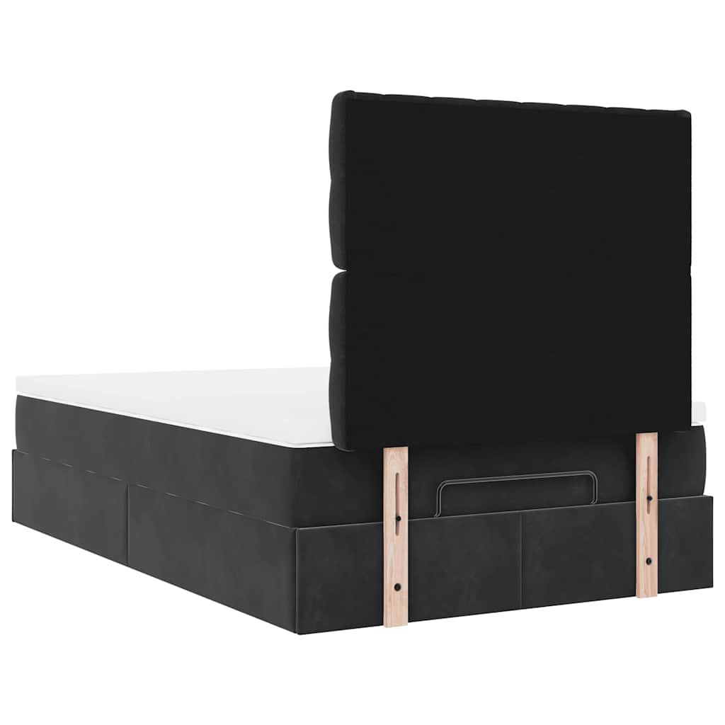 Cadre de lit ottoman avec matelas noir 120x190 cm velours - XIOS
