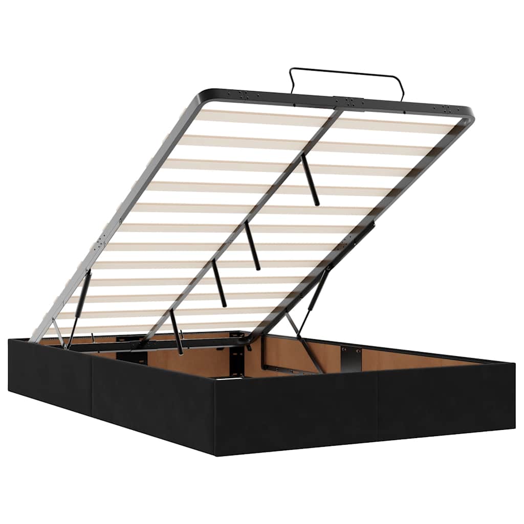 Cadre de lit ottoman avec matelas noir 120x190 cm velours - XIOS