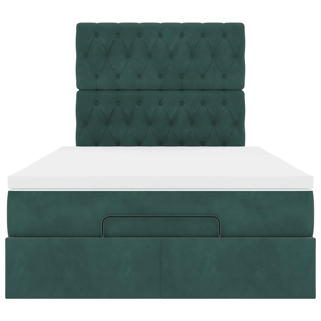 Cadre de lit ottoman avec matelas vert foncé 120x190 cm velours