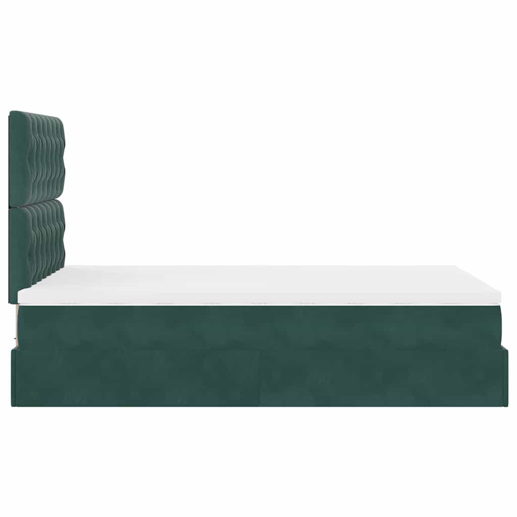 Cadre de lit ottoman avec matelas vert foncé 120x190 cm velours
