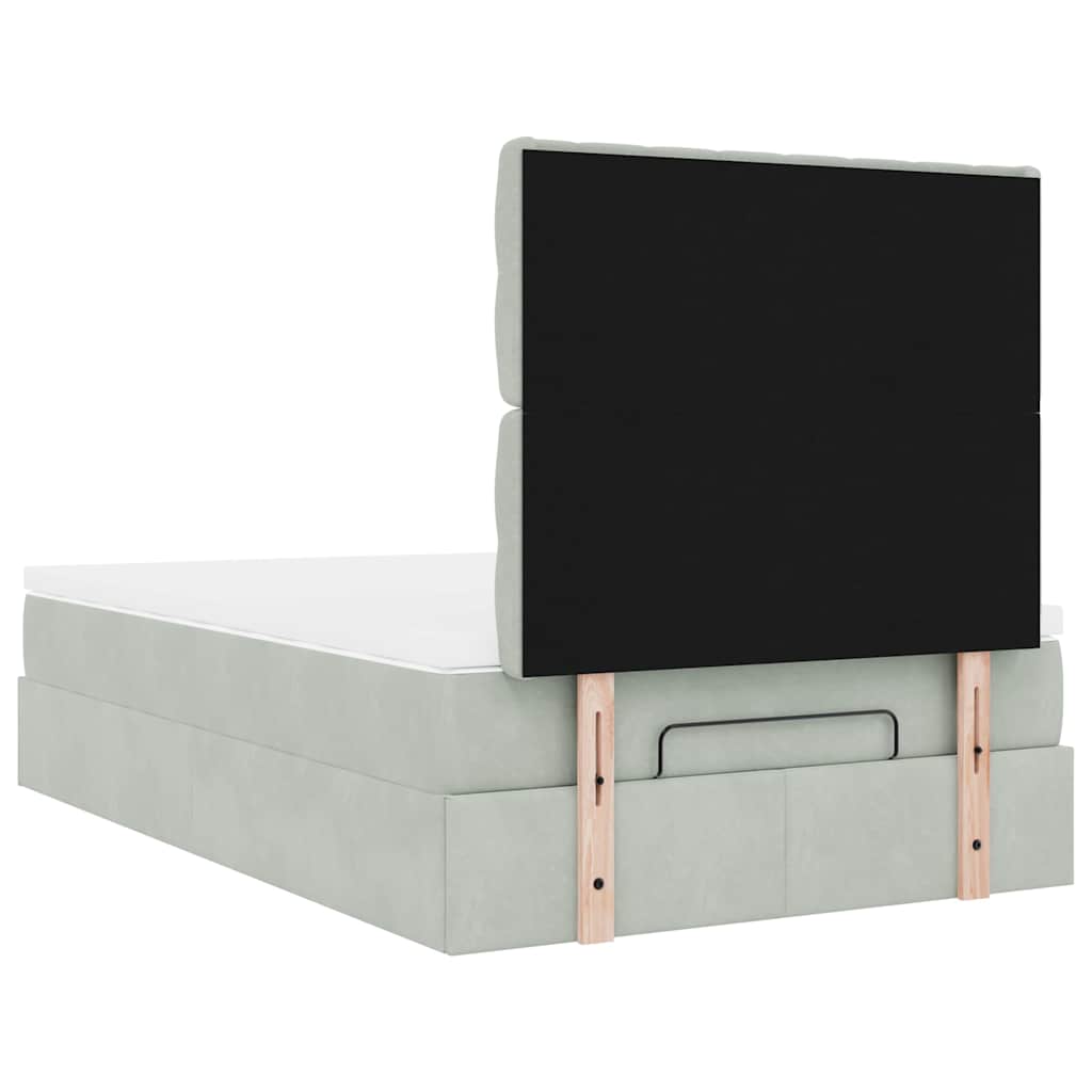 Cadre de lit ottoman et matelas gris clair 120x200 cm velours