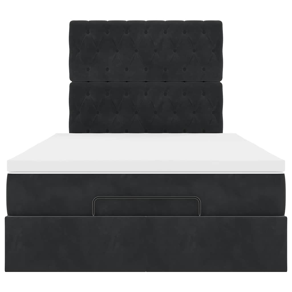 Cadre de lit ottoman avec matelas noir 120x200 cm velours