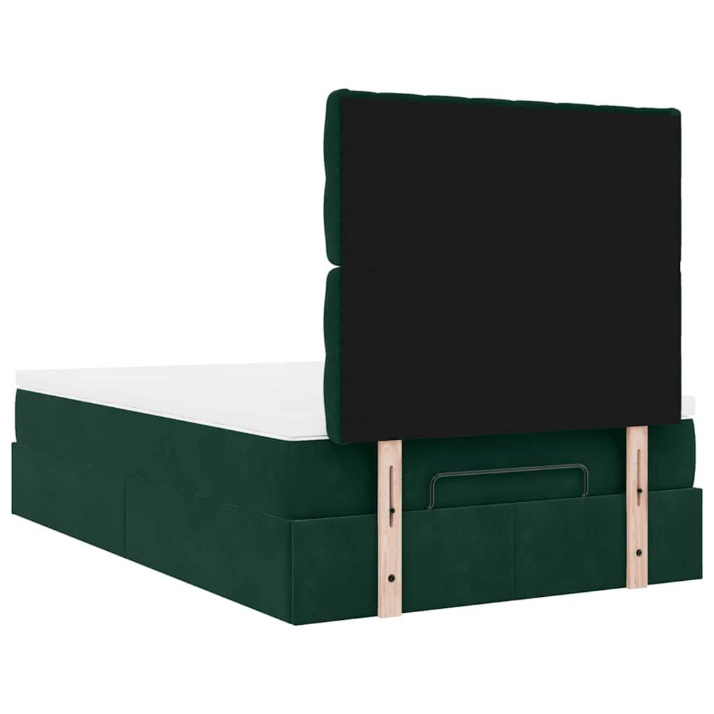 Cadre de lit ottoman avec matelas vert foncé 120x200 cm velours - XIOS