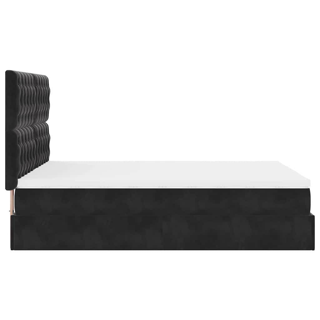 Cadre de lit ottoman avec matelas noir 140x190 cm velours - XIOS