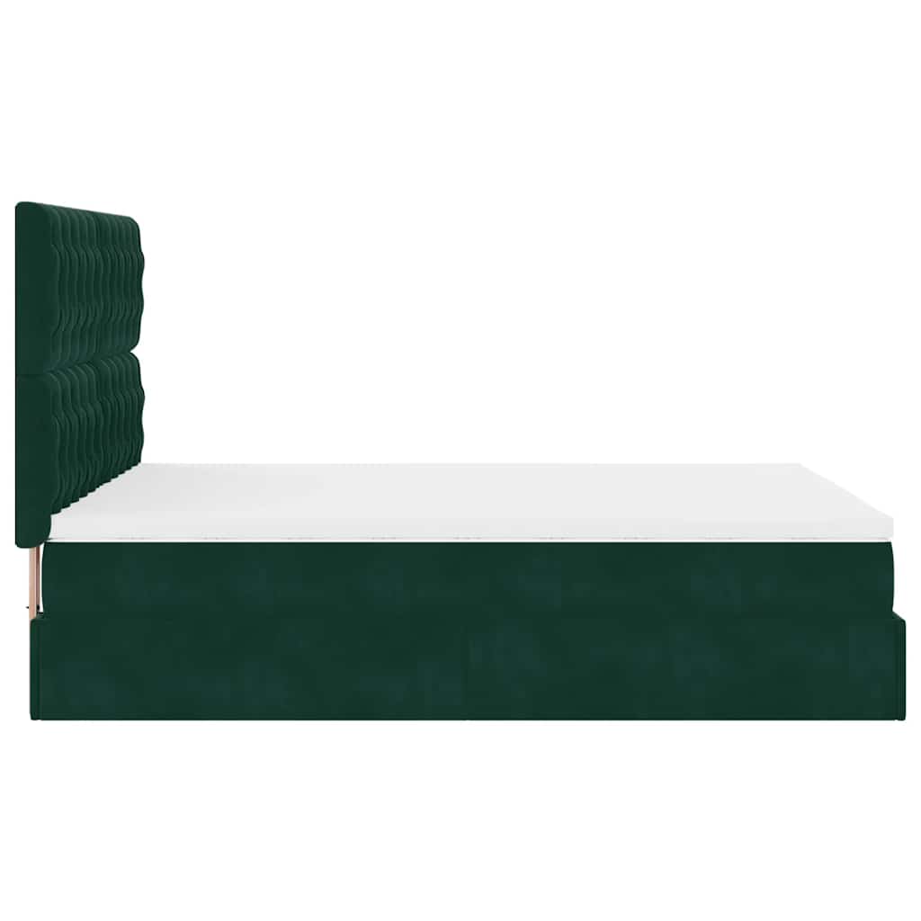 Cadre de lit ottoman avec matelas vert foncé 140x190 cm velours - XIOS