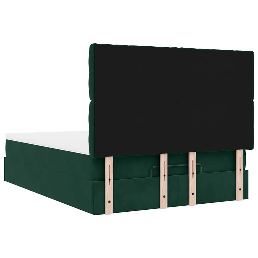 Cadre de lit ottoman avec matelas vert foncé 140x190 cm velours - XIOS