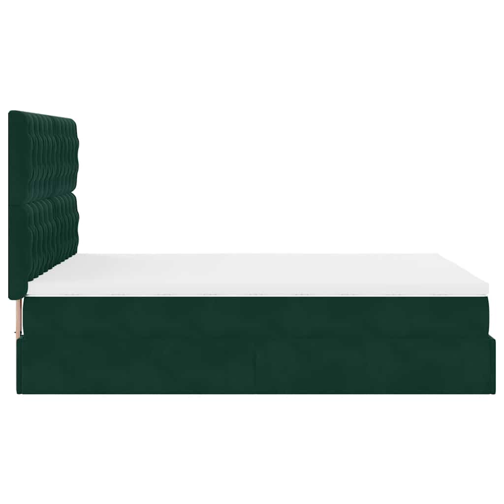 Cadre de lit ottoman avec matelas vert foncé 140x200 cm velours - XIOS