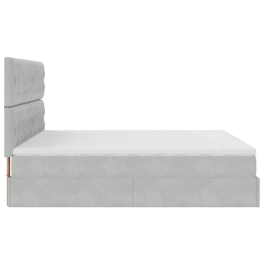 Cadre de lit ottoman avec matelas gris clair 200x200 cm velours - XIOS