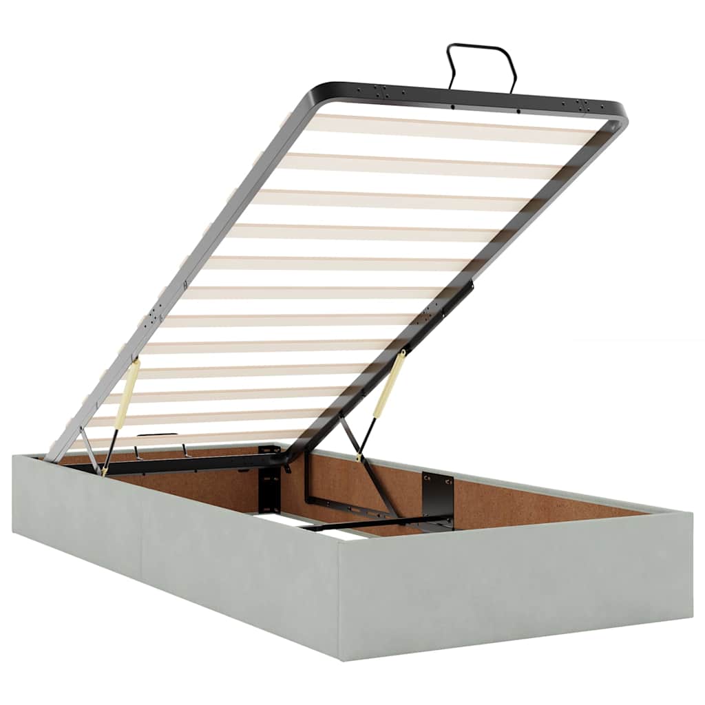 Cadre de lit ottoman avec matelas gris clair 80x200 cm velours - XIOS