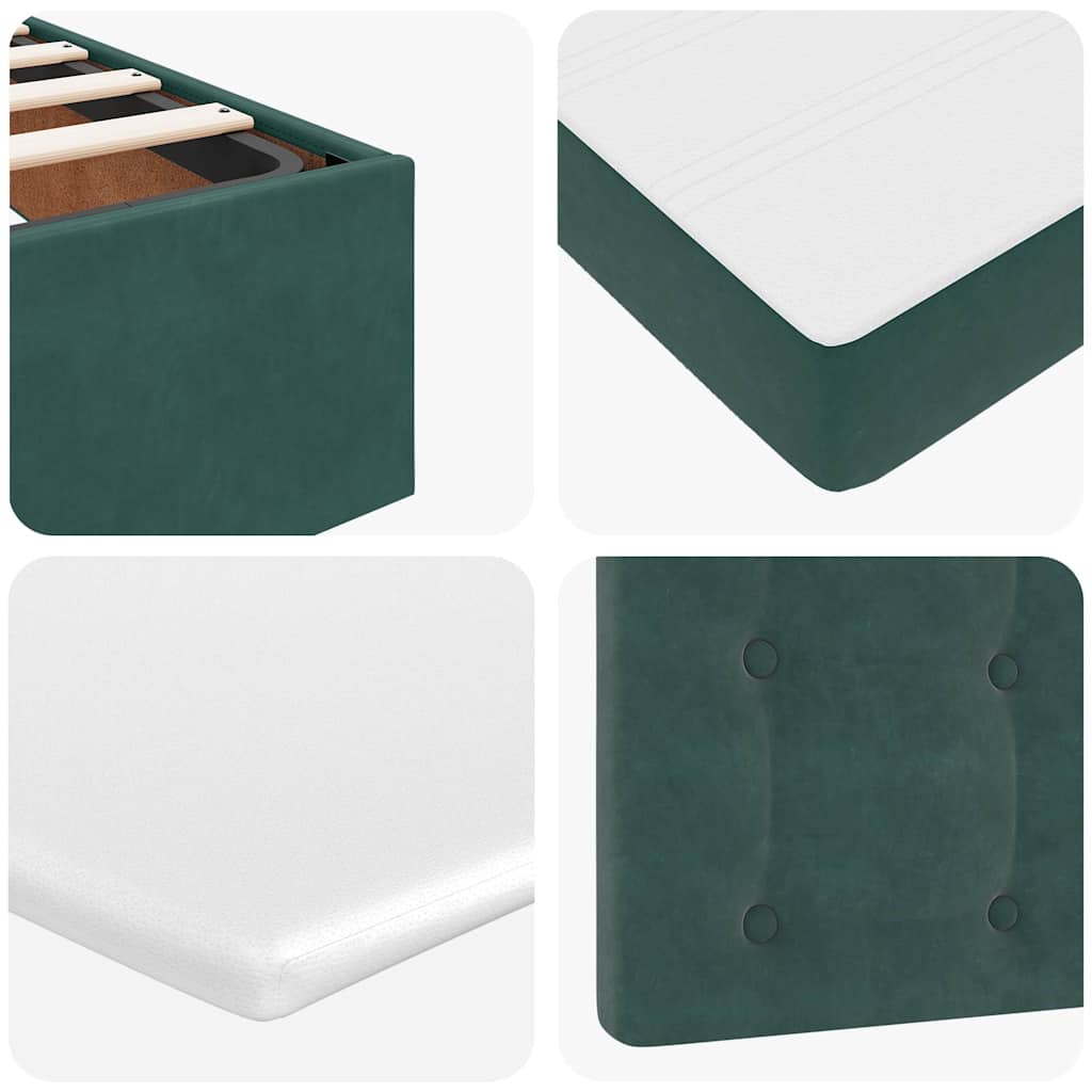 Cadre de lit ottoman avec matelas vert foncé 80x200 cm velours