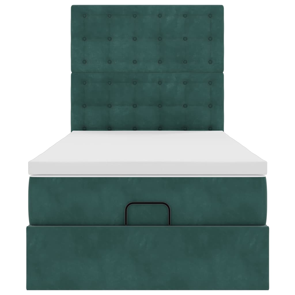 Cadre de lit ottoman avec matelas vert foncé 80x200 cm velours - XIOS