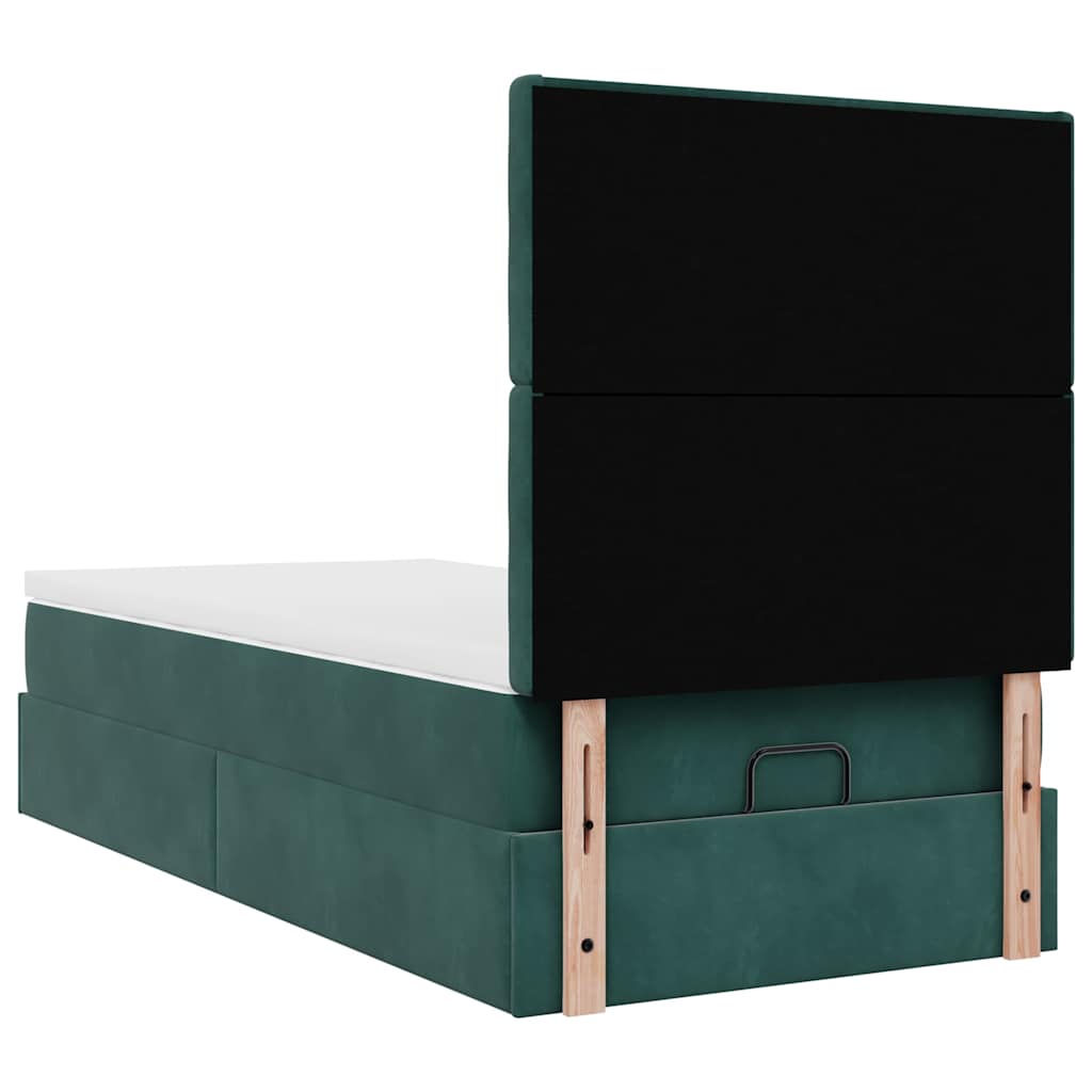 Cadre de lit ottoman avec matelas vert foncé 80x200 cm velours - XIOS