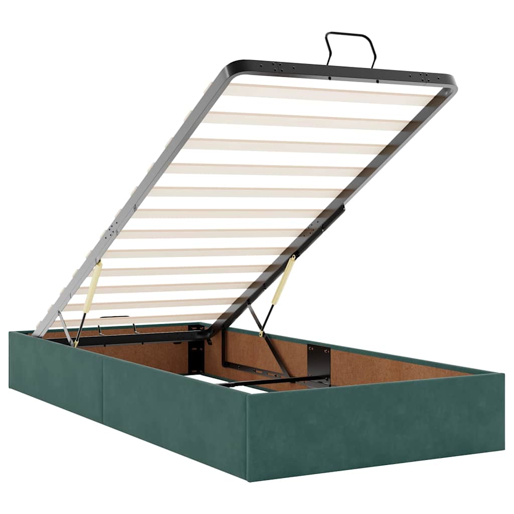 Cadre de lit ottoman avec matelas vert foncé 80x200 cm velours - XIOS