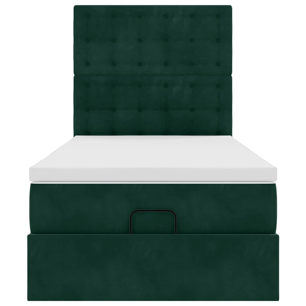Cadre de lit ottoman avec matelas vert foncé 90x200 cm velours - XIOS