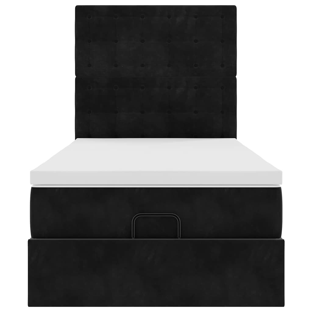 Cadre de lit ottoman avec matelas noir 100x200cm velours - XIOS
