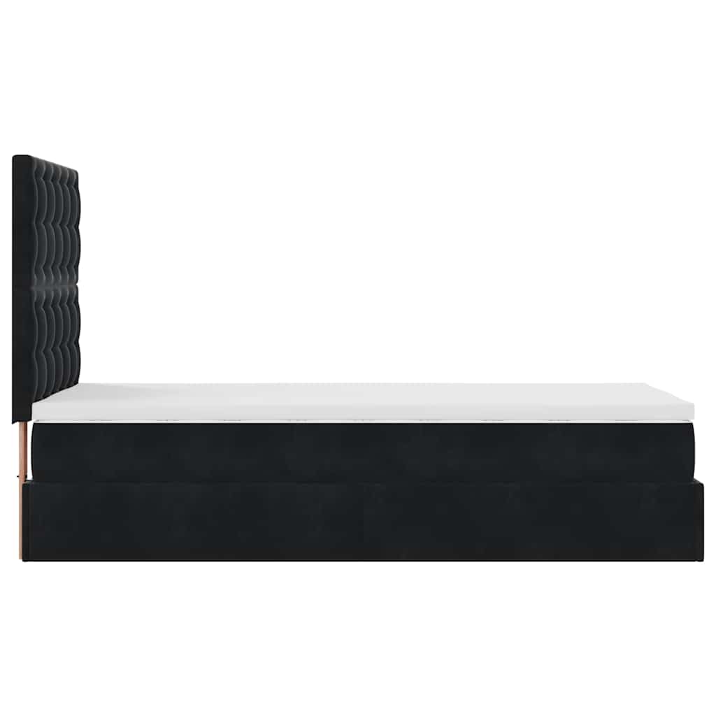 Cadre de lit ottoman avec matelas noir 100x200cm velours - XIOS