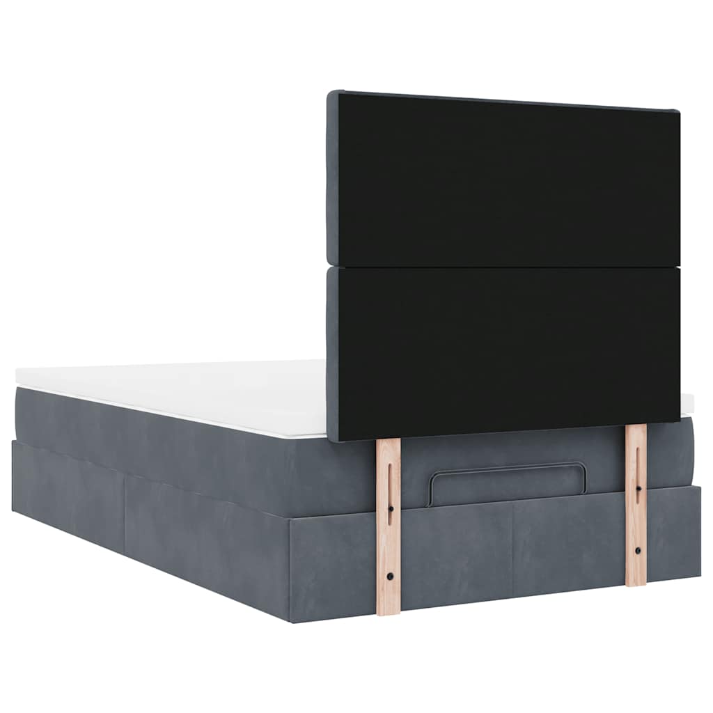 Cadre de lit ottoman avec matelas gris foncé 120x190 cm velours - XIOS