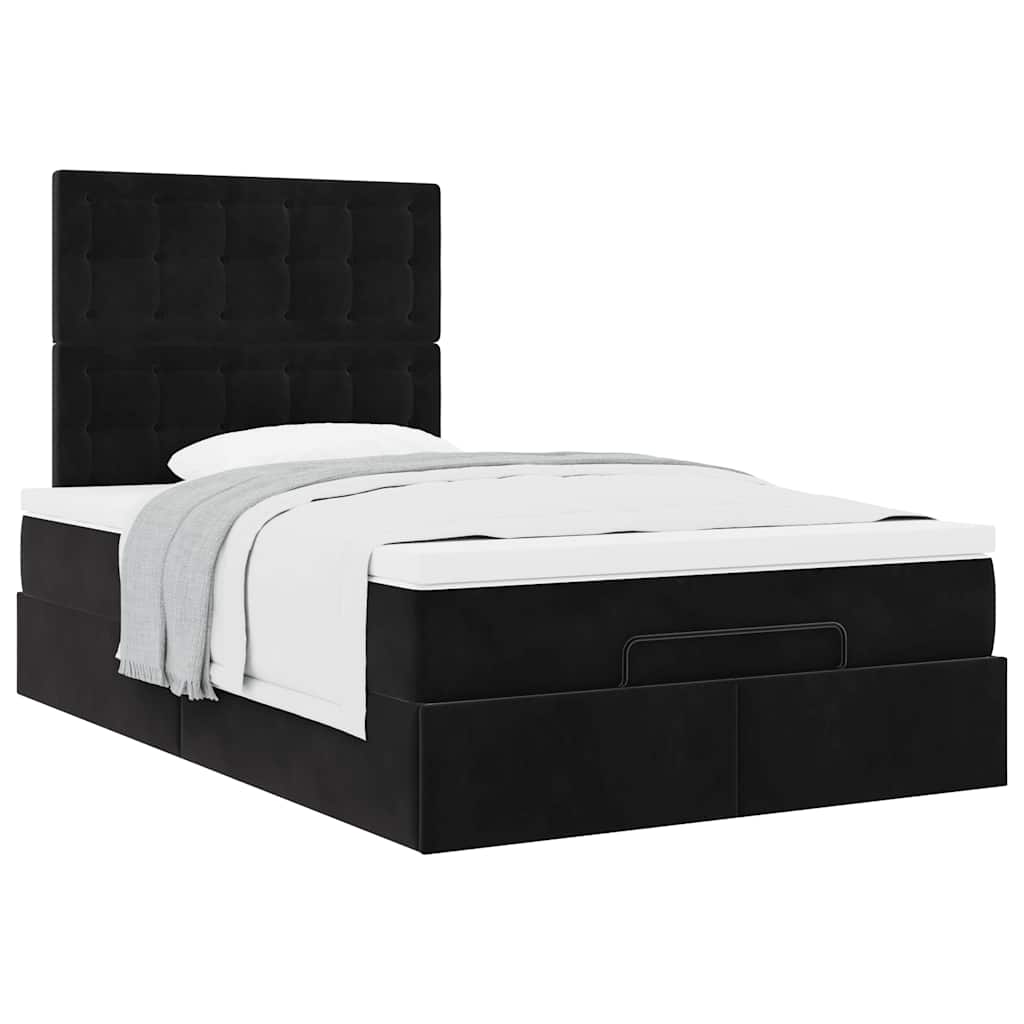 Cadre de lit ottoman avec matelas noir 120x190 cm velours - XIOS