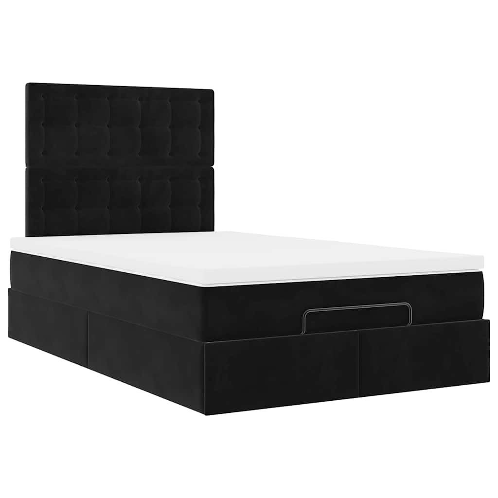 Cadre de lit ottoman avec matelas noir 120x190 cm velours - XIOS