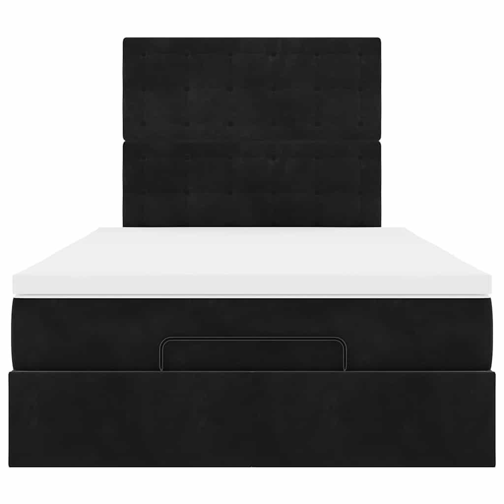 Cadre de lit ottoman avec matelas noir 120x190 cm velours - XIOS