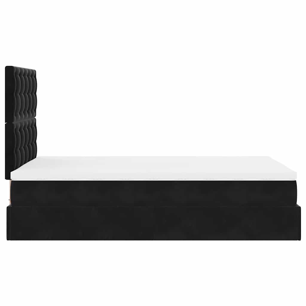 Cadre de lit ottoman avec matelas noir 120x190 cm velours - XIOS