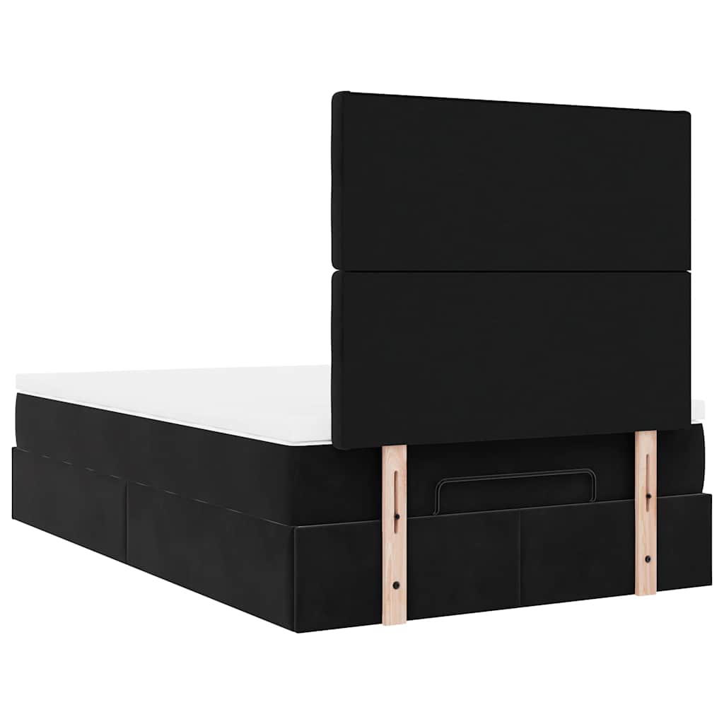 Cadre de lit ottoman avec matelas noir 120x190 cm velours - XIOS