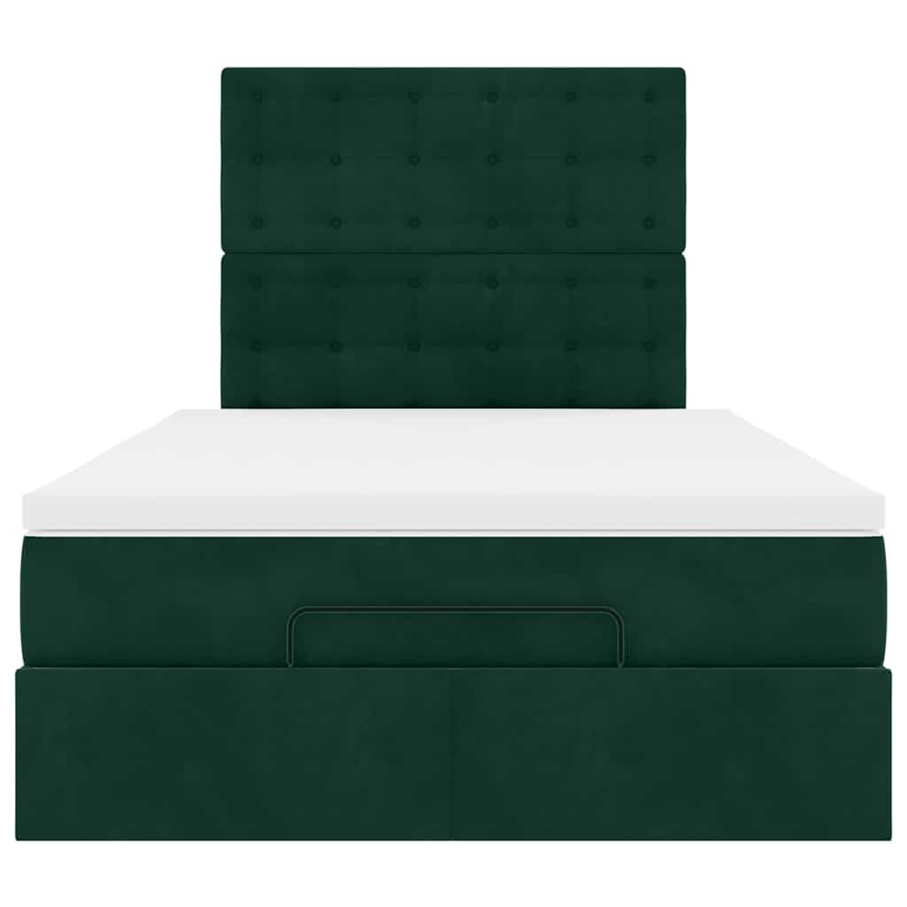 Cadre de lit ottoman avec matelas vert foncé 120x190 cm velours - XIOS