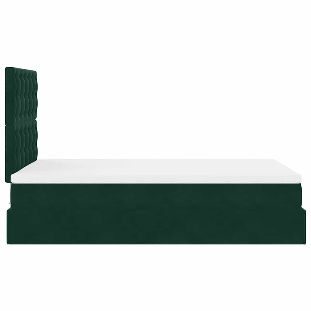 Cadre de lit ottoman avec matelas vert foncé 120x190 cm velours - XIOS