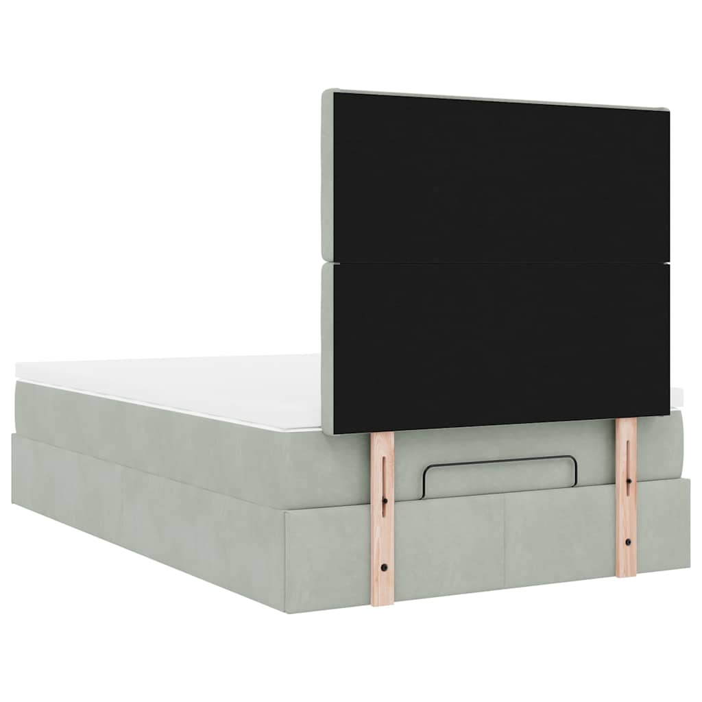 Cadre de lit ottoman et matelas gris clair 120x200 cm velours
