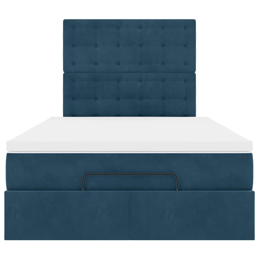 Cadre de lit ottoman avec matelas bleu foncé 120x200 cm velours - XIOS