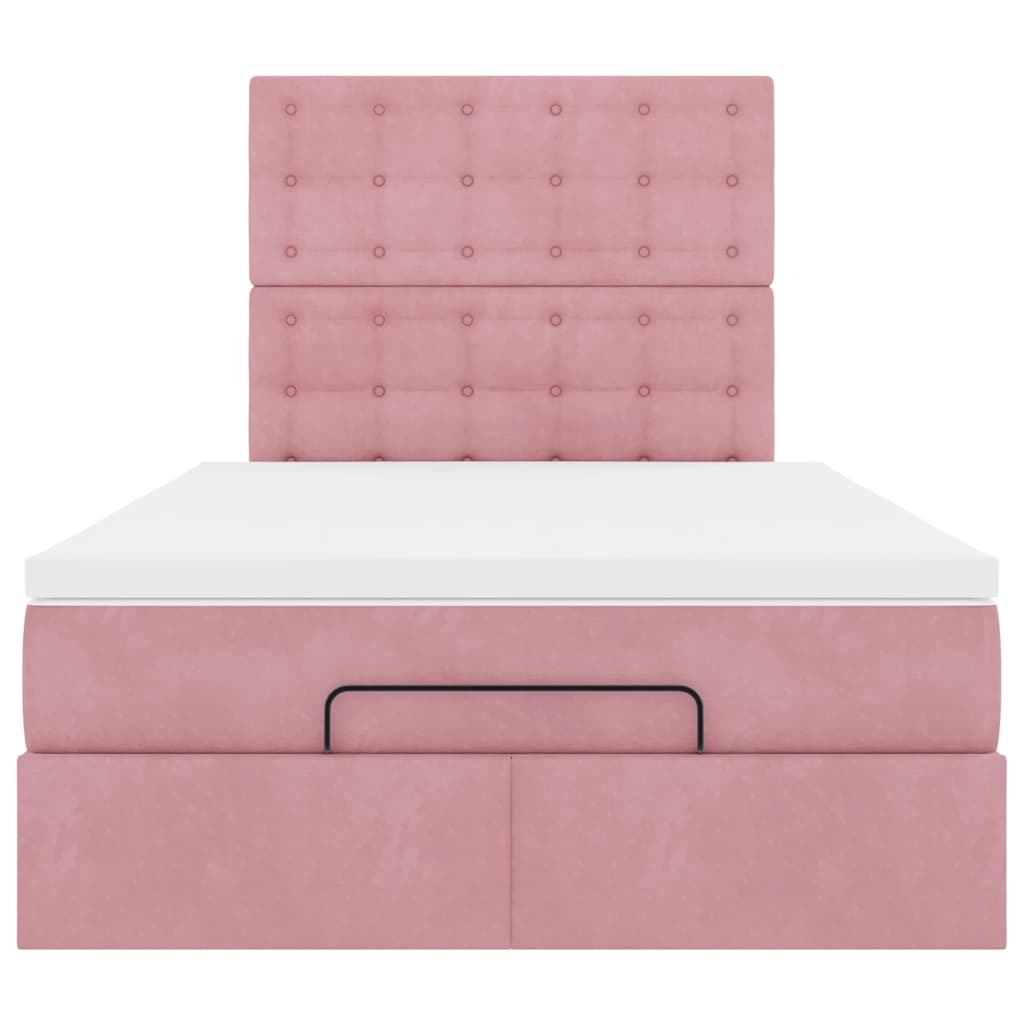 Cadre de lit ottoman avec matelas rose 120x200 cm velours - XIOS