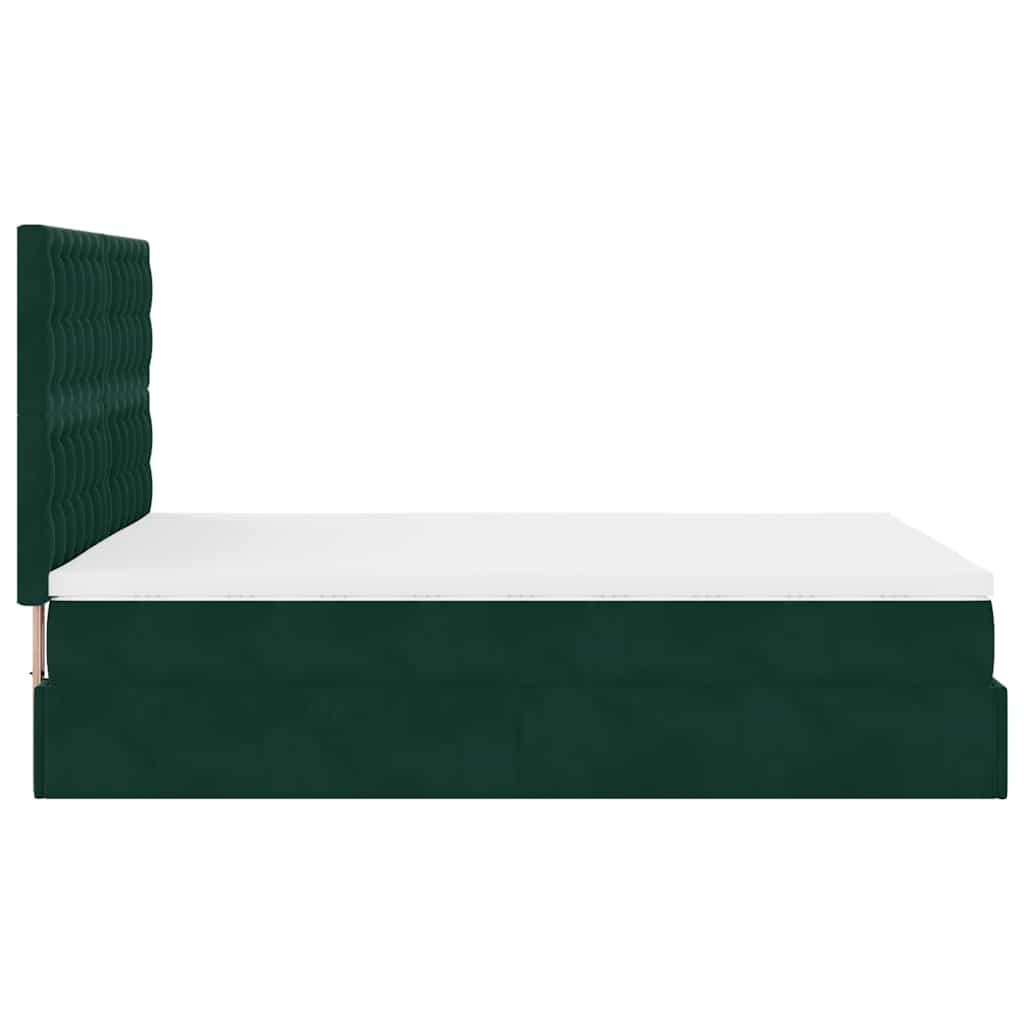 Cadre de lit ottoman avec matelas vert foncé 140x190 cm velours - XIOS