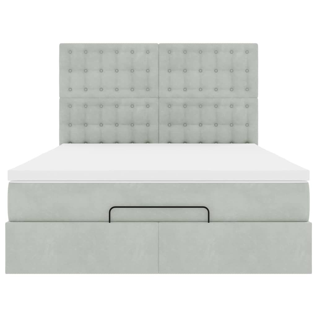 Cadre de lit ottoman avec matelas gris clair 140x200 cm velours - XIOS