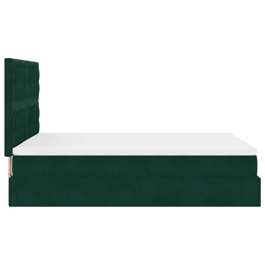 Cadre de lit ottoman avec matelas vert foncé 140x200 cm velours - XIOS