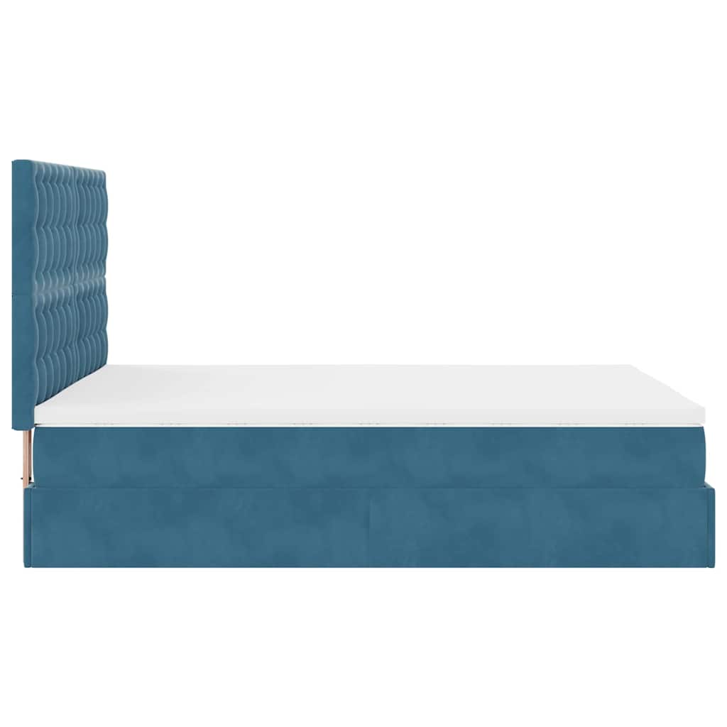 Cadre de lit ottoman avec matelas bleu foncé 140x200 cm velours - XIOS
