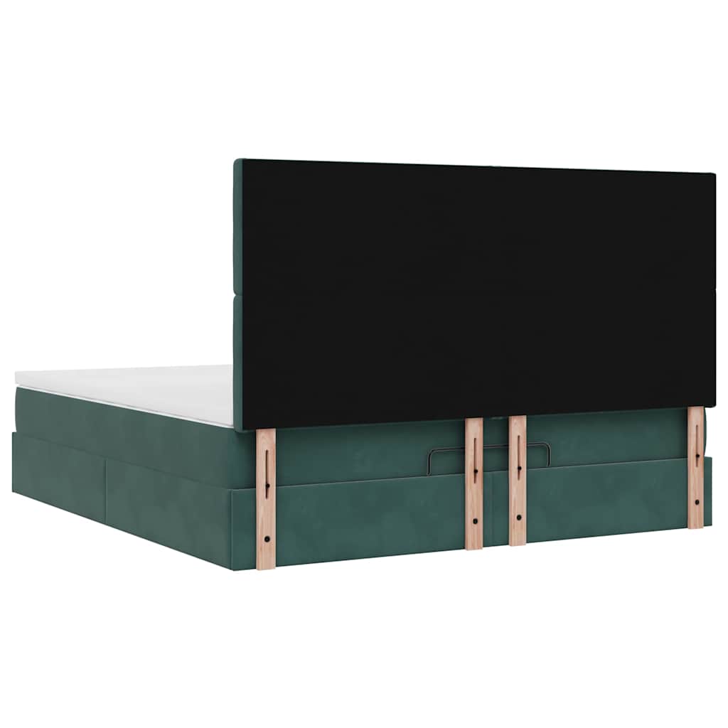 Cadre de lit ottoman avec matelas vert foncé 160x200 cm velours - XIOS