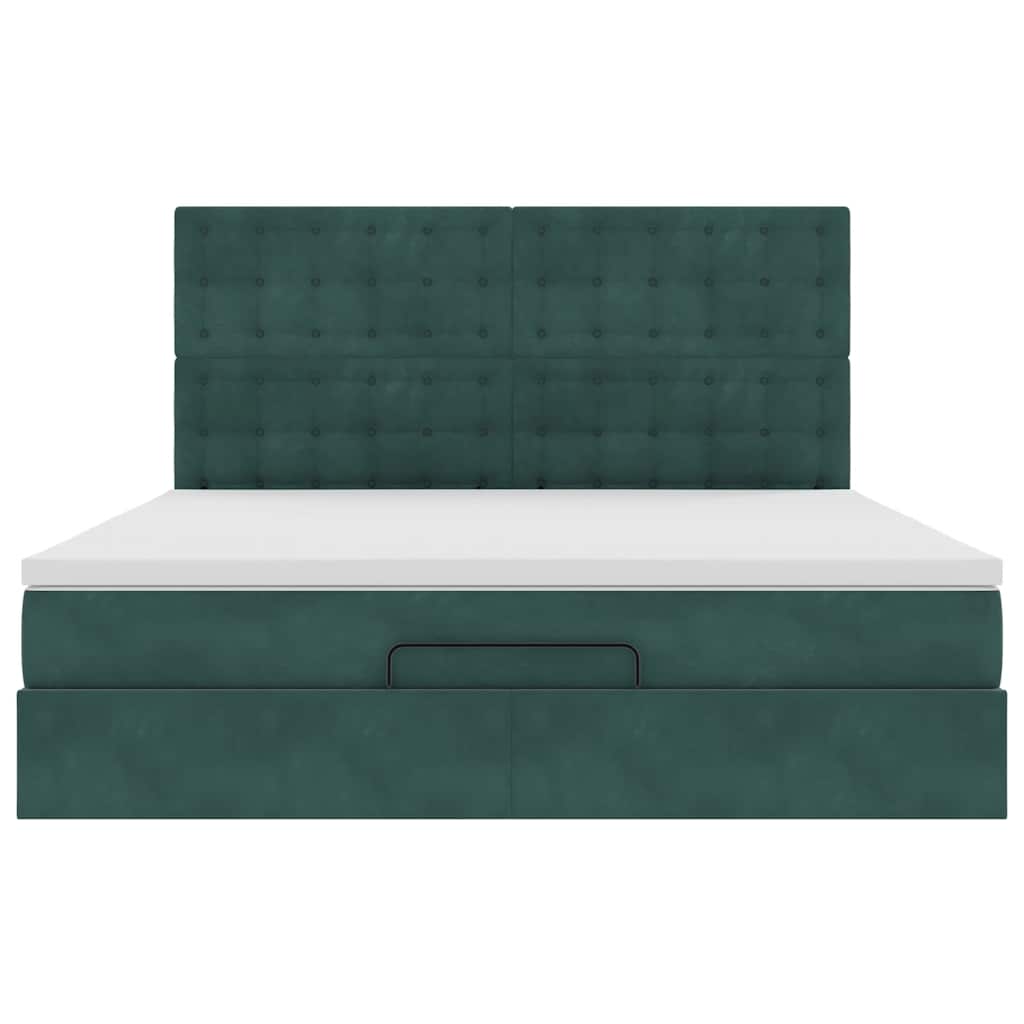 Cadre de lit ottoman avec matelas vert foncé 180x200cm velours - XIOS