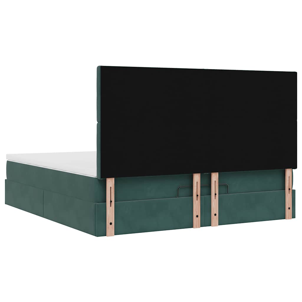 Cadre de lit ottoman avec matelas vert foncé 180x200cm velours - XIOS