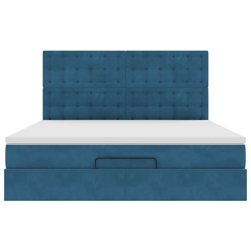 Cadre de lit ottoman avec matelas bleu foncé 180x200 cm velours - XIOS