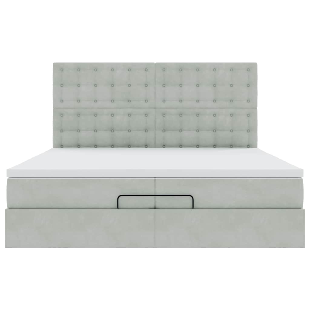 Cadre de lit ottoman avec matelas gris clair 200x200 cm velours - XIOS
