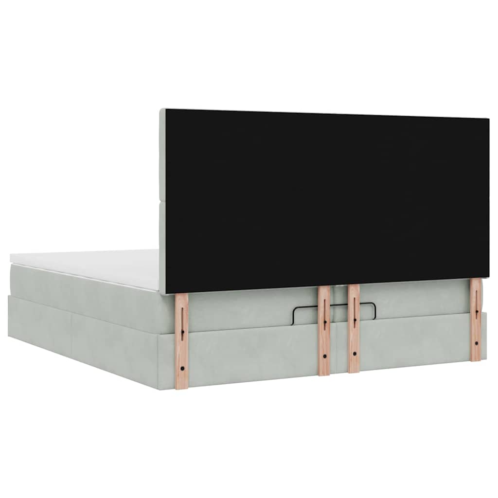 Cadre de lit ottoman avec matelas gris clair 200x200 cm velours - XIOS