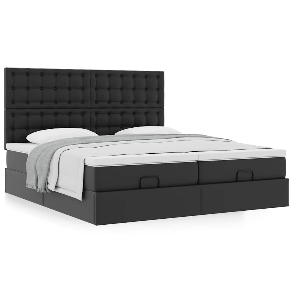 Cadre de lit ottoman avec matelas noir 160x200 cm similicuir - XIOS