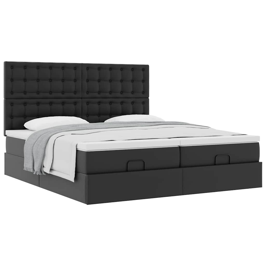 Cadre de lit ottoman avec matelas noir 160x200 cm similicuir - XIOS