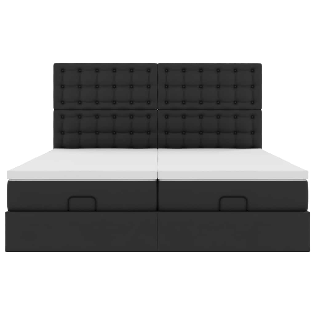 Cadre de lit ottoman avec matelas noir 180x200 cm similicuir - XIOS