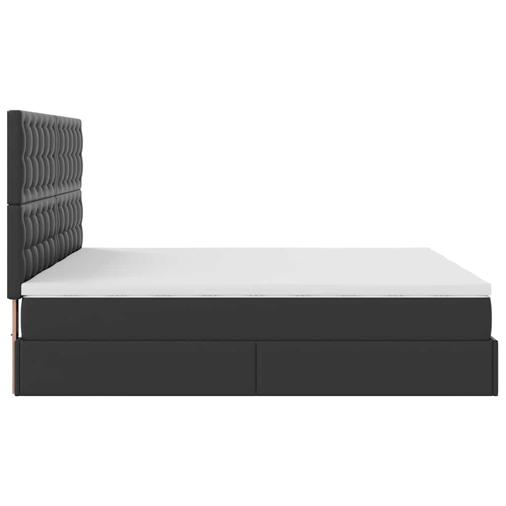 Cadre de lit ottoman avec matelas noir 200x200 cm similicuir - XIOS