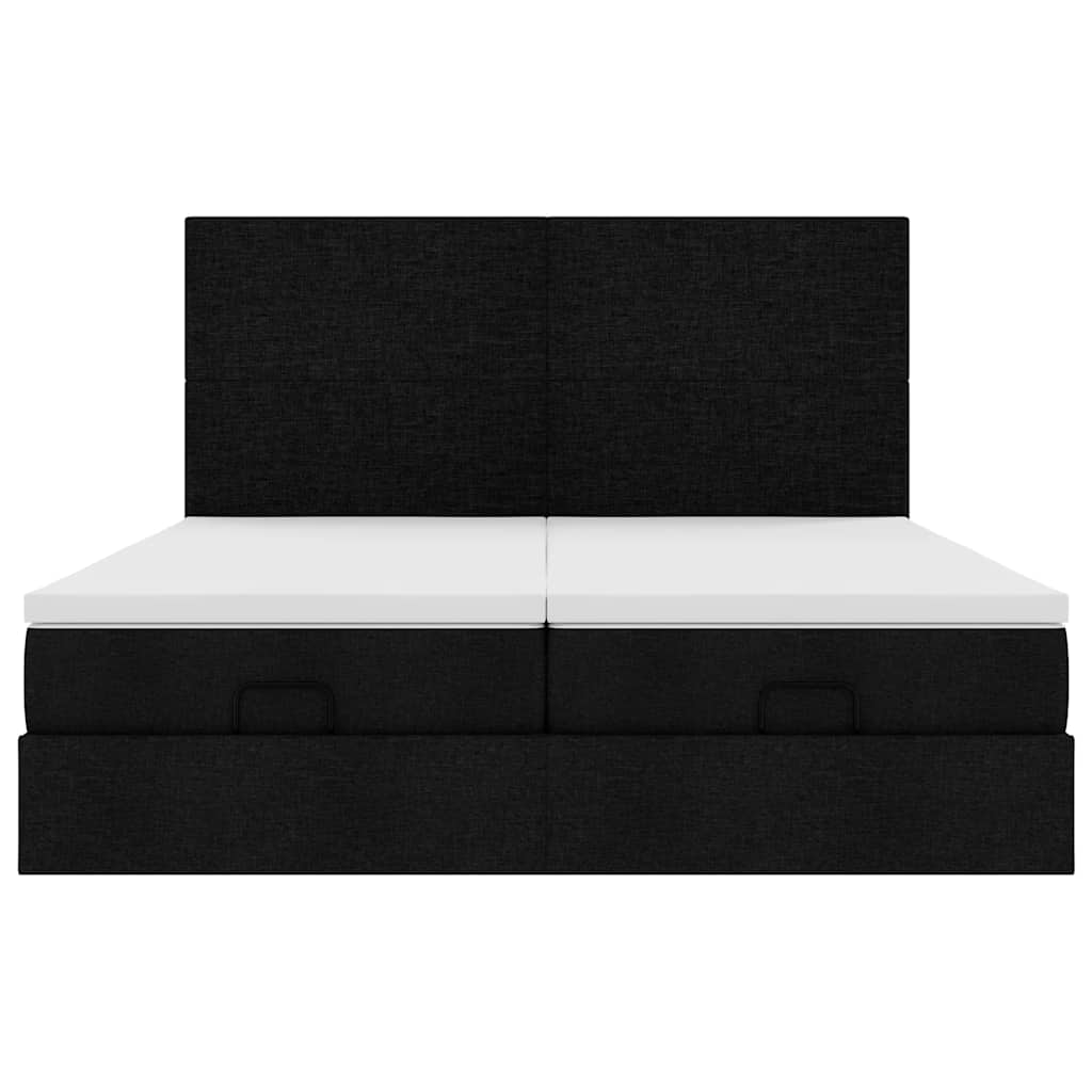 Cadre de lit ottoman avec matelas noir 160x200 cm tissu - XIOS