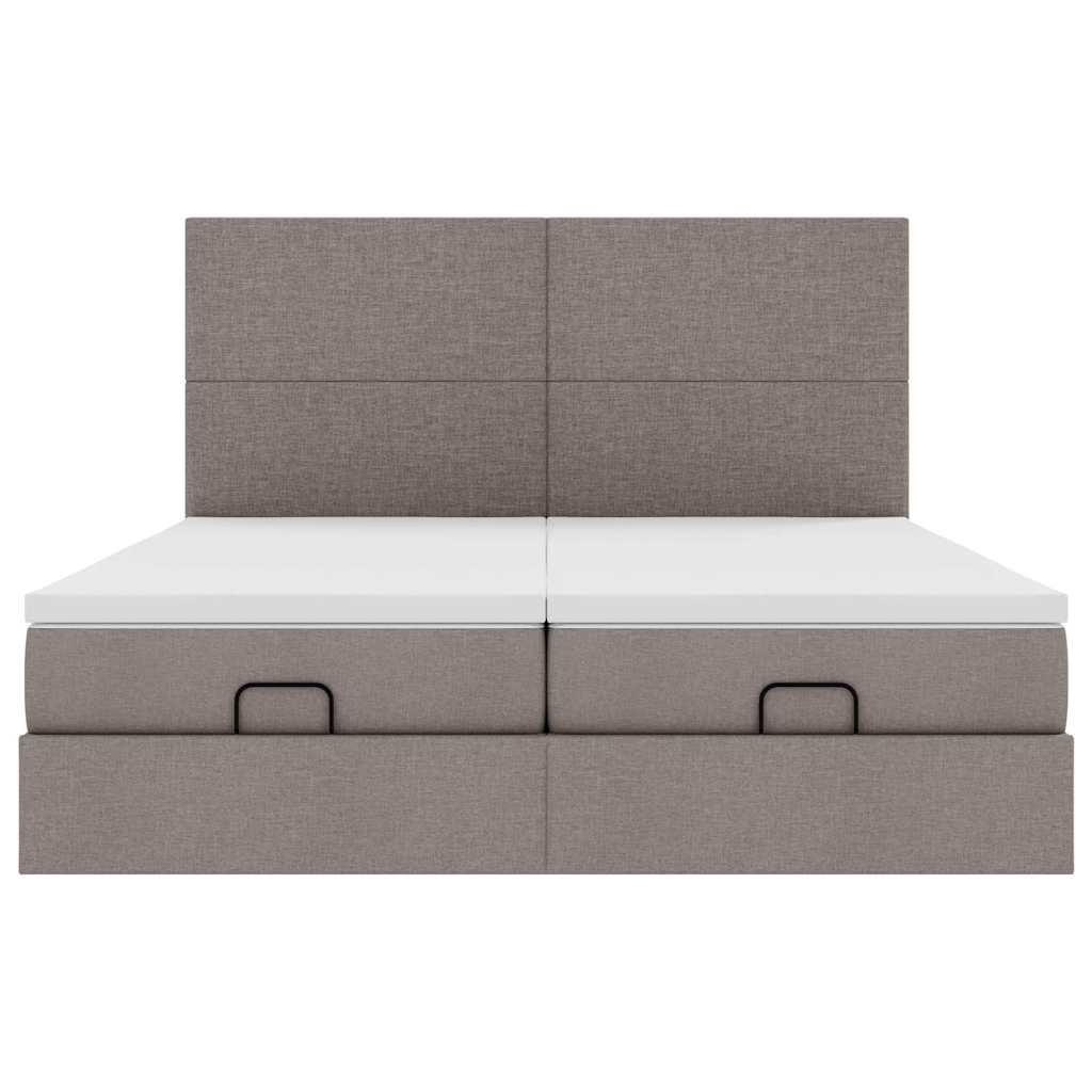 Cadre de lit ottoman avec matelas taupe 160x200 cm tissu - XIOS